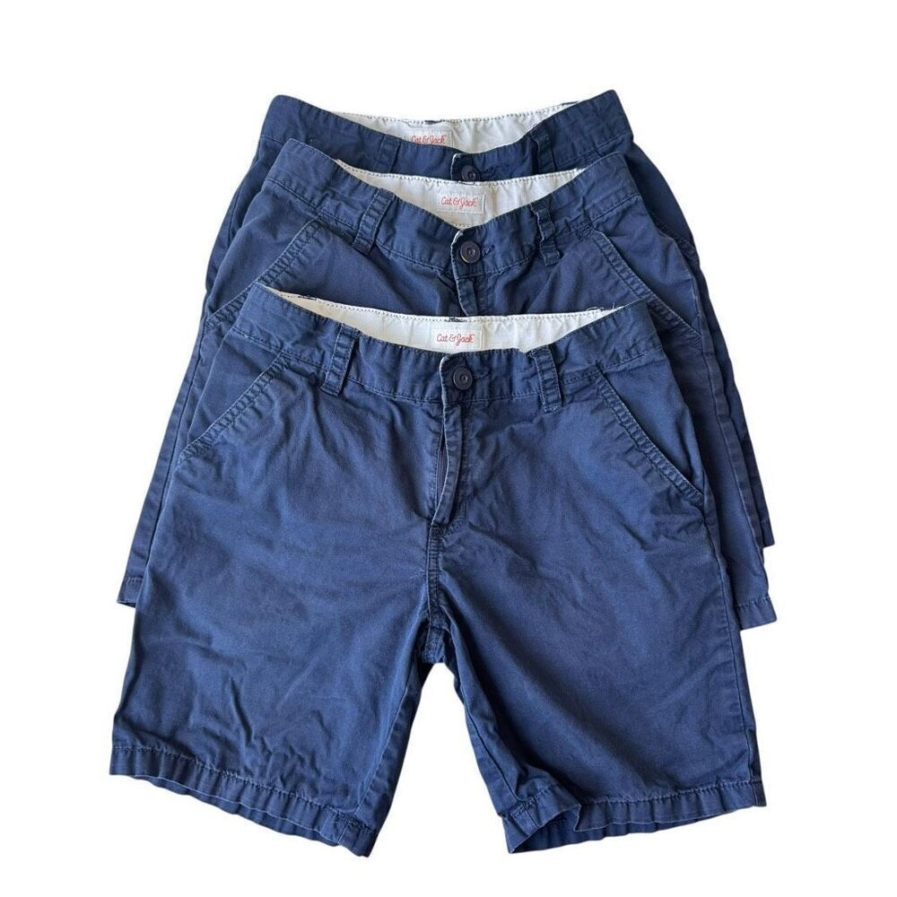 Cat & Jack Uniform Boys Cotton Sz 10 Adjustable Waist Navy Shorts  #2456